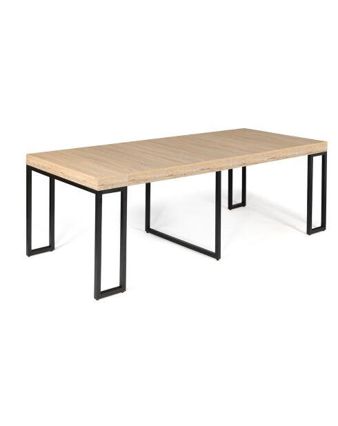 Console extensible Memphis bois/noir - 235x90x75 cm