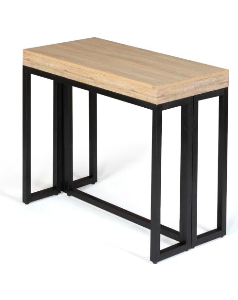 Console extensible Memphis bois/noir - 235x90x75 cm