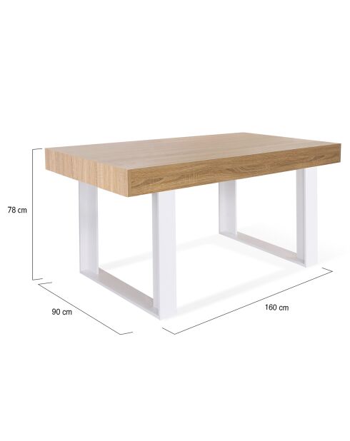 Table repas Brixton 6 personnes bois/blanc - 160x80x75 cm