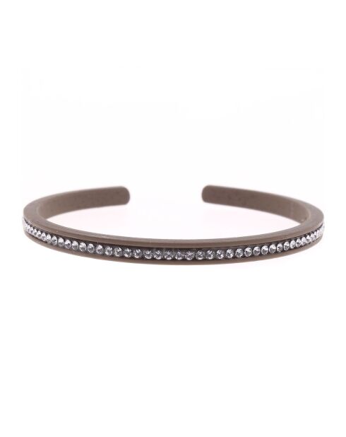 Jonc Gomme Strass 1 rang marron glacé clair