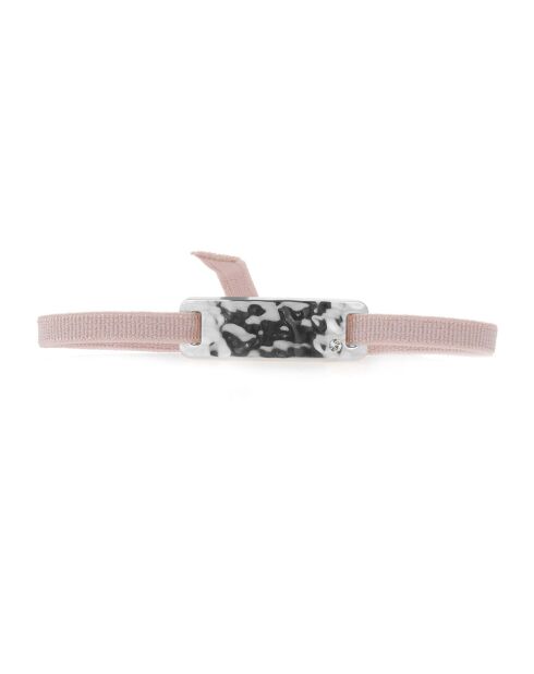 Bracelet Plaque Ruban Granite Strass beige rosé