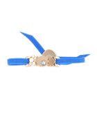 Bracelet Plaque Ruban Bulle Strass bleu