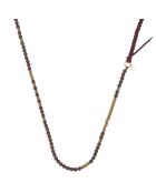 Collier Perles & Suédine bordeaux