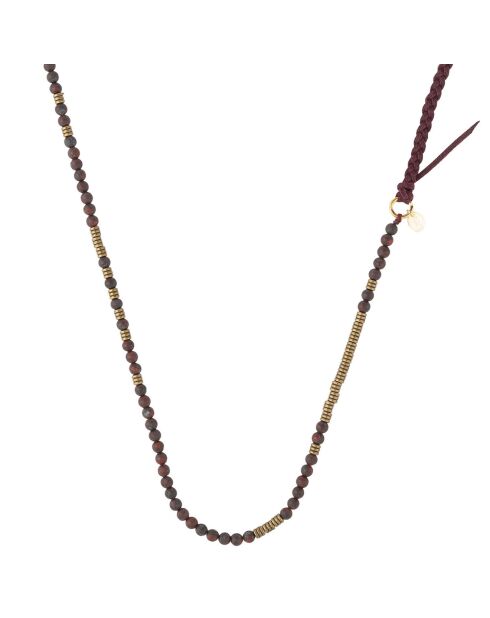 Collier Perles & Suédine bordeaux