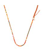 Collier Perles & Suédine orange