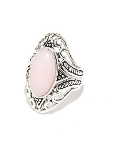 Ehécatl Ring aus Sterlingsilber und rosafarbenem Opal