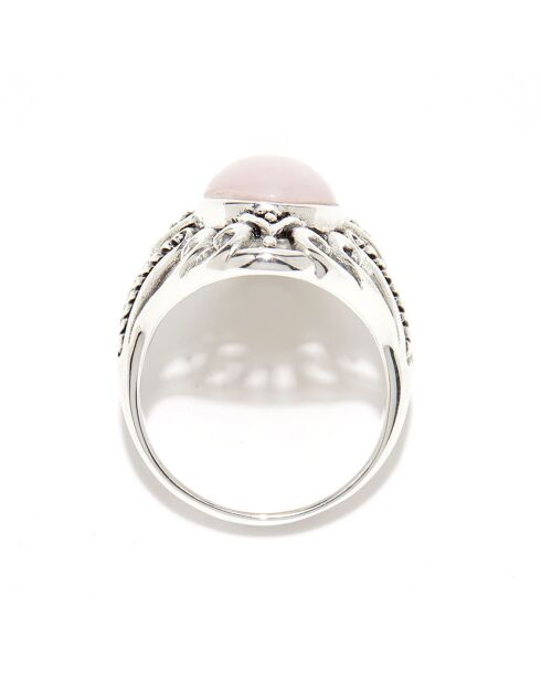 Ehécatl Ring aus Sterlingsilber und rosafarbenem Opal
