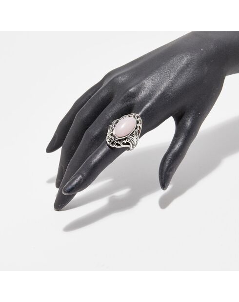 Ehécatl Ring aus Sterlingsilber und rosafarbenem Opal