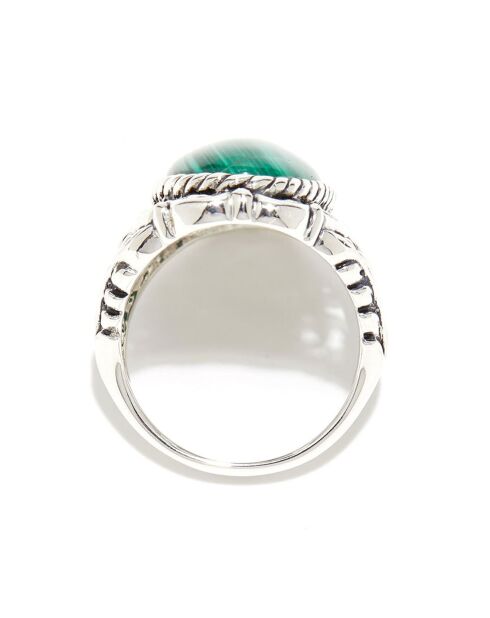 Bague Oztoc en Argent Massif & Malachite