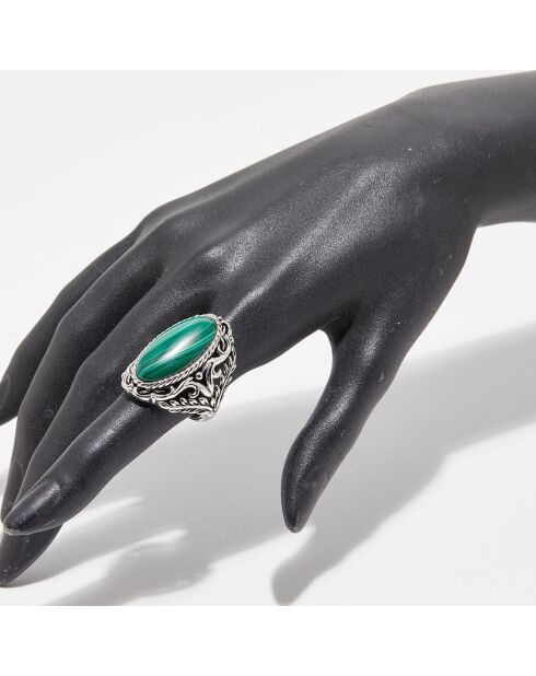 Bague Oztoc en Argent Massif & Malachite
