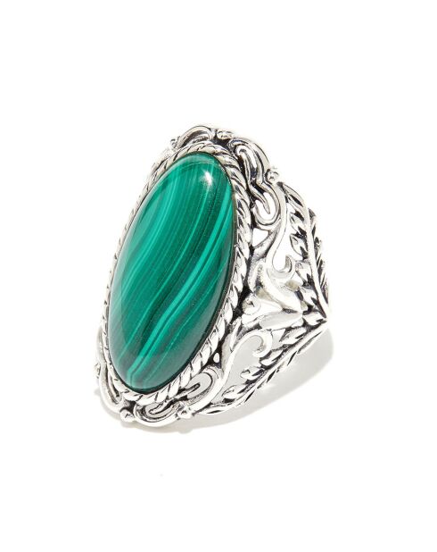Bague Oztoc en Argent Massif & Malachite