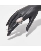 Bague Oztoc en Argent Massif & Opale Rose