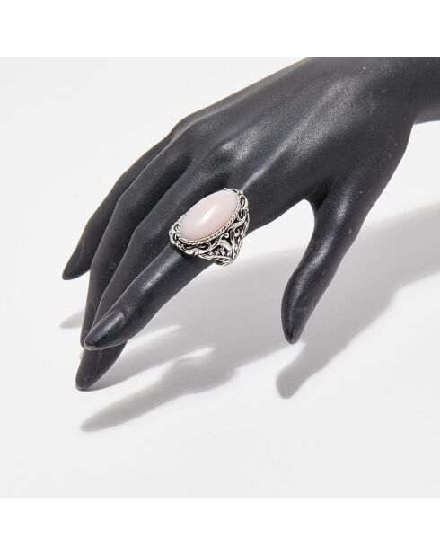 Bague Oztoc en Argent Massif & Opale Rose