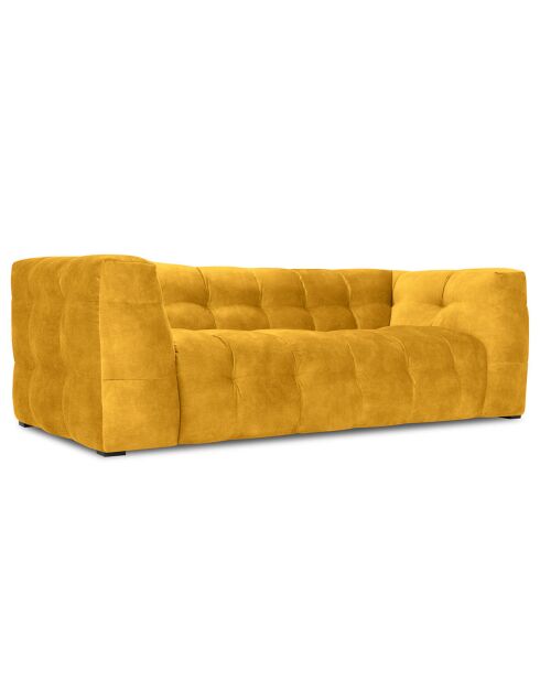 Canapé Velours Vesta 3 Places jaune - 236x102x68 cm