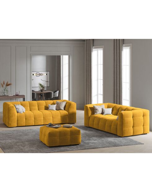 Canapé Velours Vesta 3 Places jaune - 236x102x68 cm