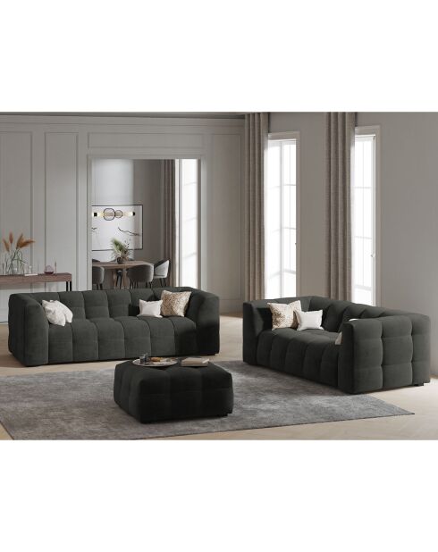 Canapé Velours Vesta 3 Places gris foncé - 236x102x68 cm