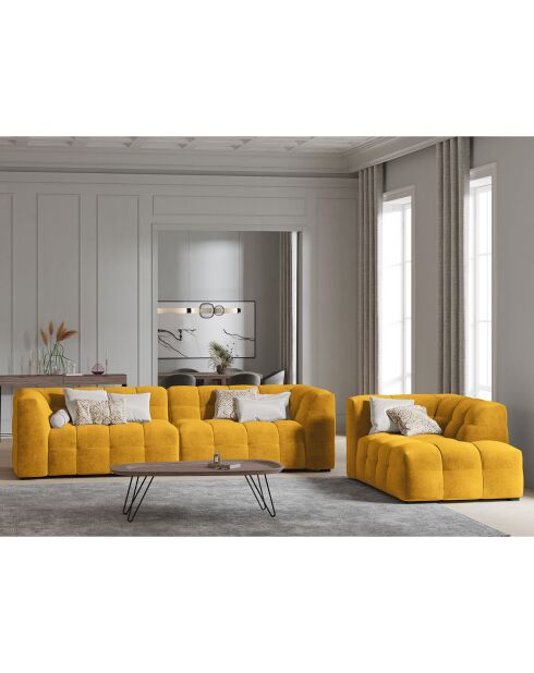 Canapé Velours Vesta 4 Places jaune - 280x102x68 cm