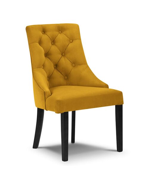 Chaise Velours Queen jaune - 64x57x98 cm