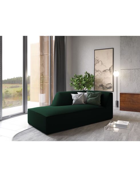 Chaise Longue Gauche Velours Sao vert bouteille - 181x93x69 cm