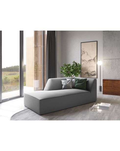 Chaise Longue Gauche Velours Sao grise - 181x93x69 cm