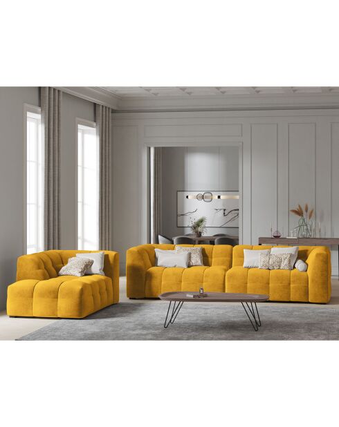 Méridienne Velours Gauche Vesta jaune - 170x102x68 cm