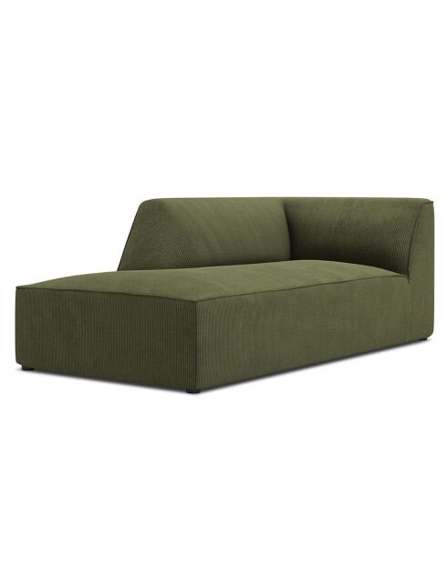 Chaise Longue Gauche Velours Côtelé Sao verte - 181x93x69 cm