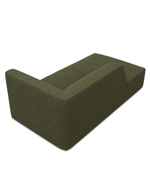Chaise Longue Gauche Velours Côtelé Sao verte - 181x93x69 cm