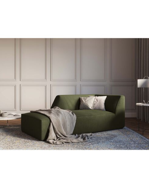 Chaise Longue Gauche Velours Côtelé Sao verte - 181x93x69 cm