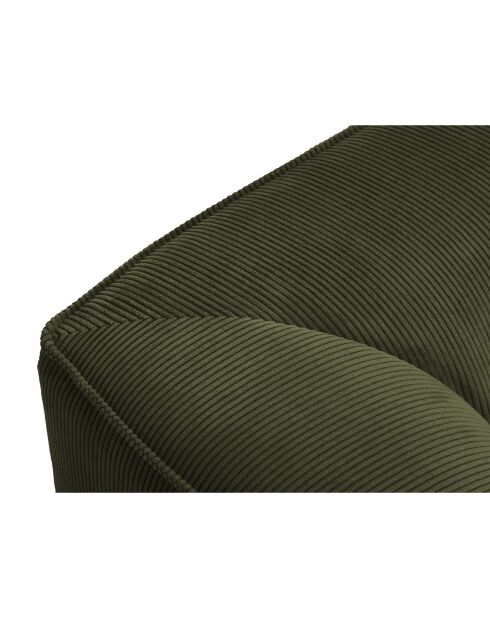 Chaise Longue Gauche Velours Côtelé Sao verte - 181x93x69 cm