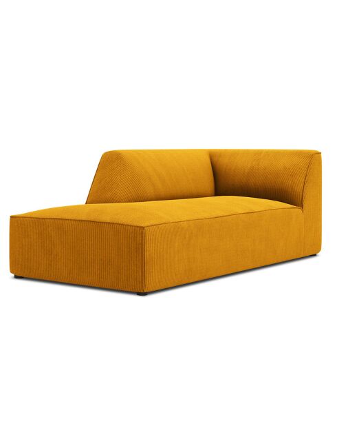 Chaise Longue Gauche Velours Côtelé Sao jaune - 181x93x69 cm