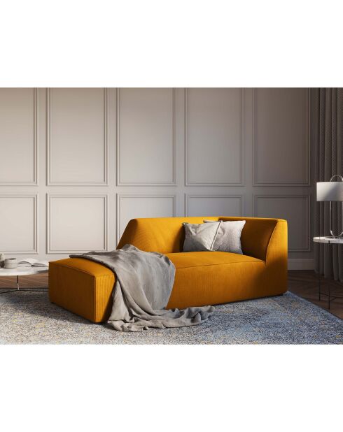 Chaise Longue Gauche Velours Côtelé Sao jaune - 181x93x69 cm