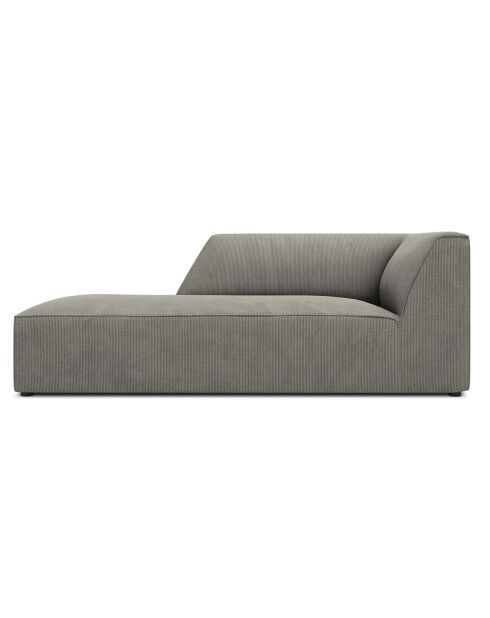 Chaise Longue Gauche Velours Côtelé Sao gris clair - 181x93x69 cm