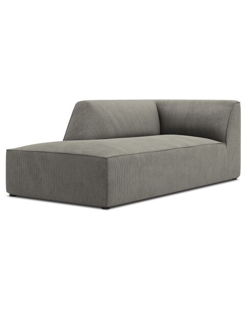 Chaise Longue Gauche Velours Côtelé Sao gris clair - 181x93x69 cm