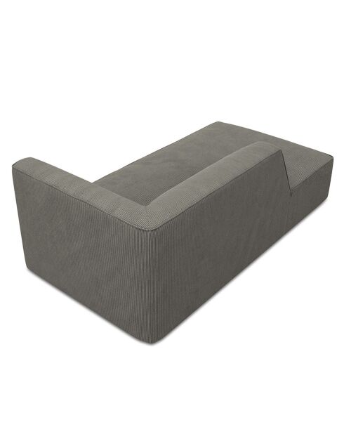 Chaise Longue Gauche Velours Côtelé Sao gris clair - 181x93x69 cm