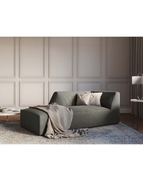 Chaise Longue Gauche Velours Côtelé Sao gris clair - 181x93x69 cm