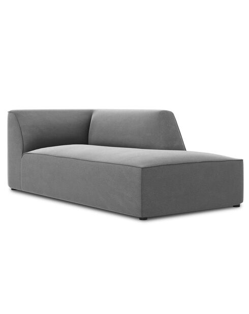 Chaise Longue Droit Velours Sao grise - 181x93x69 cm