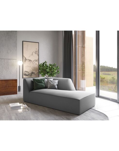 Chaise Longue Droit Velours Sao grise - 181x93x69 cm