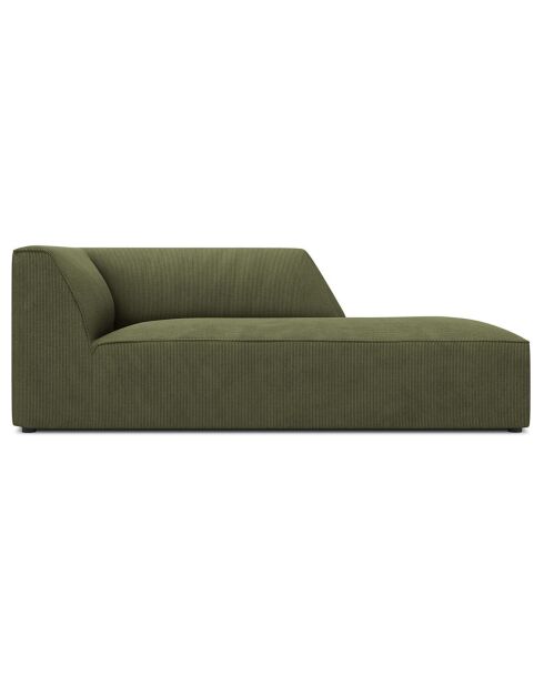 Chaise Longue Droit Velours Côtelé Sao verte - 181x93x69 cm