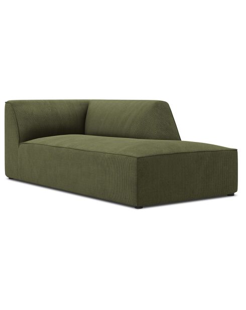 Chaise Longue Droit Velours Côtelé Sao verte - 181x93x69 cm
