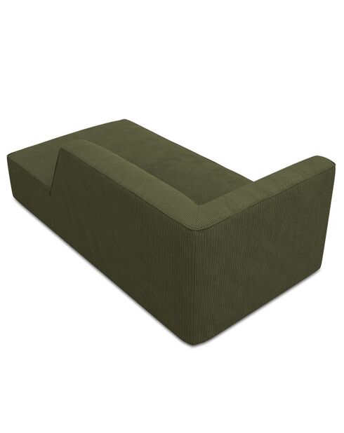 Chaise Longue Droit Velours Côtelé Sao verte - 181x93x69 cm