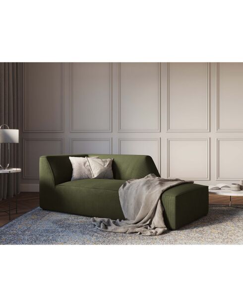 Chaise Longue Droit Velours Côtelé Sao verte - 181x93x69 cm