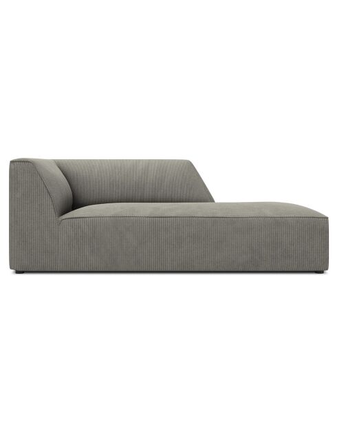 Chaise Longue Droit Velours Côtelé Sao gris clair - 181x93x69 cm