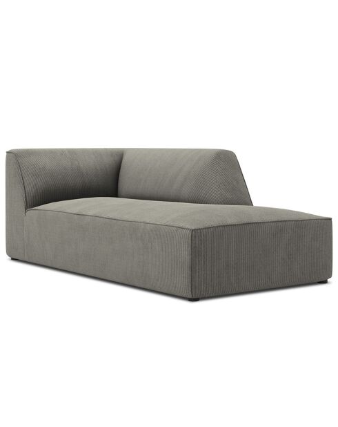 Chaise Longue Droit Velours Côtelé Sao gris clair - 181x93x69 cm
