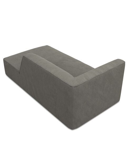 Chaise Longue Droit Velours Côtelé Sao gris clair - 181x93x69 cm