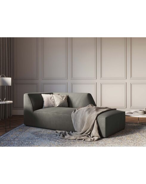 Chaise Longue Droit Velours Côtelé Sao gris clair - 181x93x69 cm