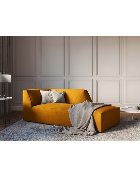 Chaise Longue Droit Velours Côtelé Sao jaune - 181x93x69 cm