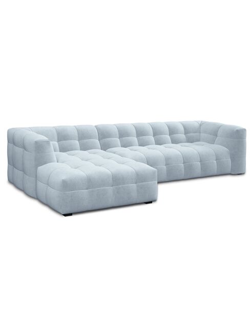 Canapé D'Angle Gauche Velours Vesta 5 Places bleu clair - 320x170x68 cm