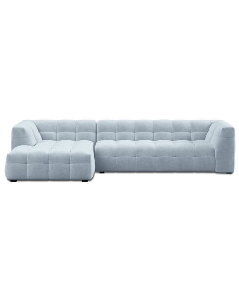 Canapé D'Angle Gauche Velours Vesta 5 Places bleu clair - 320x170x68 cm