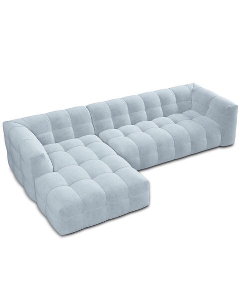 Canapé D'Angle Gauche Velours Vesta 5 Places bleu clair - 320x170x68 cm