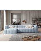 Canapé D'Angle Gauche Velours Vesta 5 Places bleu clair - 320x170x68 cm